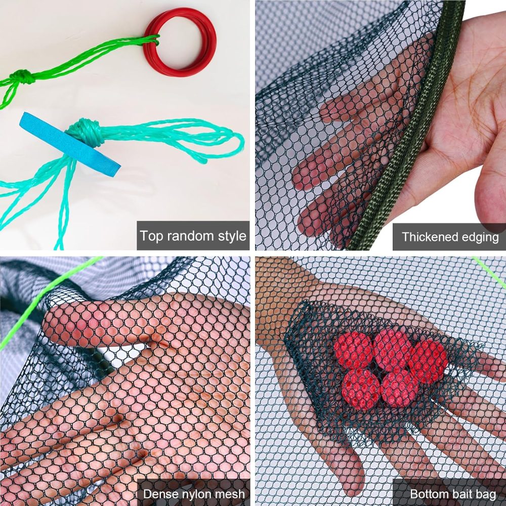 Portable Folded Fishing Net, Crab Net Fish Net with Fishing Rope, Hand Casting Cage Crab Net, Foldable Fishing Mesh Trap for,Minnows,Lobster,Crawfish, Shrimp etc. - Image 5